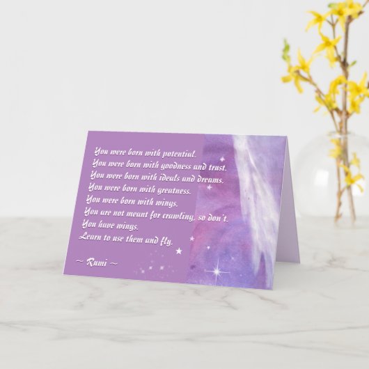 ウイング学を使用する(Rumi引用文) カード (黄色い花)