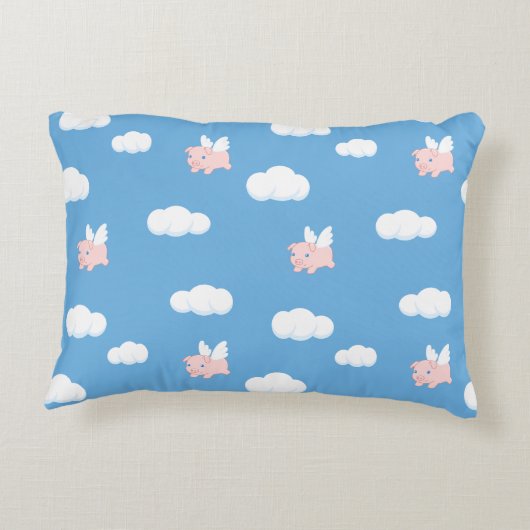 ウイング飛んでいる模様の豚かわいい子豚 アクセントクッション (裏面)