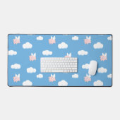 ウイング飛んでいる模様の豚かわいい子豚 デスクマット (キーボード&マウス)