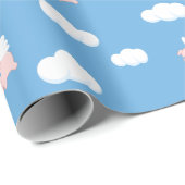 ウイング飛んでいる模様の豚かわいい子豚 ラッピングペーパー (ロールコーナー)