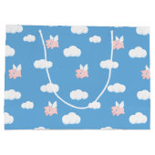 ウイング飛んでいる模様の豚かわいい子豚 ラージペーパーバッグ (裏面)