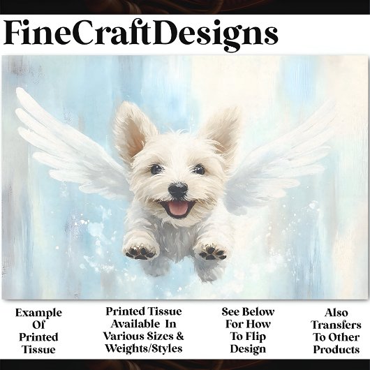 ウイング飛んでいるAV1デコページ付きヨークシャーテリア 薄葉紙