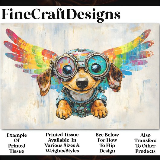 ウイングAV8デクページ付き可愛いスチームパンクダックスシュント 薄葉紙