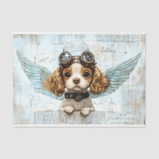 ウイングAW1デコページ付き可愛いスチームパンクスパニエル犬 薄葉紙 (正面)