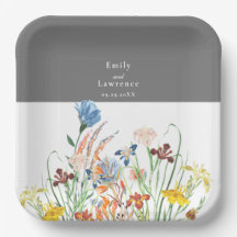 ウインソウワイルドフラワー結婚ズ紙プレート