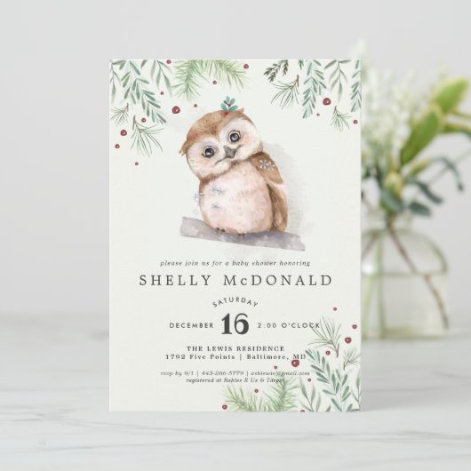ウインターフクロウベビーシャワー招待状 (スタンド正面)
