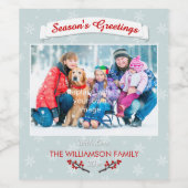 ウインターベリークールと雪片 ワインラベル (シングルラベル)