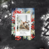 ウインターベリー植物水彩色クリスマスフォト シーズンカード