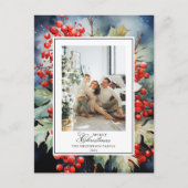 ウインターベリー植物水彩色クリスマスフォト シーズンポストカード (正面)