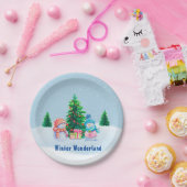 ウインターワンダーランドの雪だるま紙皿 ペーパープレート (パーティー)