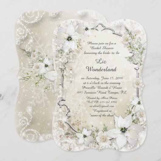 《ウインターワンダーランド》 ブライダルシャワーのご招待 招待状 (正面/裏面)