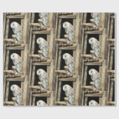 ウインドウバードアートの水彩納屋フクロウ自然 ラッピングペーパー (フラット)