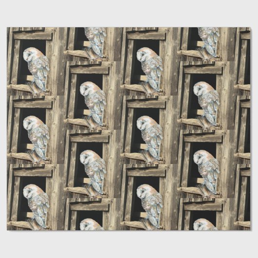 ウインドウバードアートの水彩納屋フクロウ自然 ラッピングペーパー (フラット)