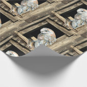 ウインドウバードアートの水彩納屋フクロウ自然 ラッピングペーパー (角)