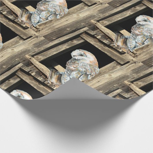 ウインドウバードアートの水彩納屋フクロウ自然 ラッピングペーパー (角)