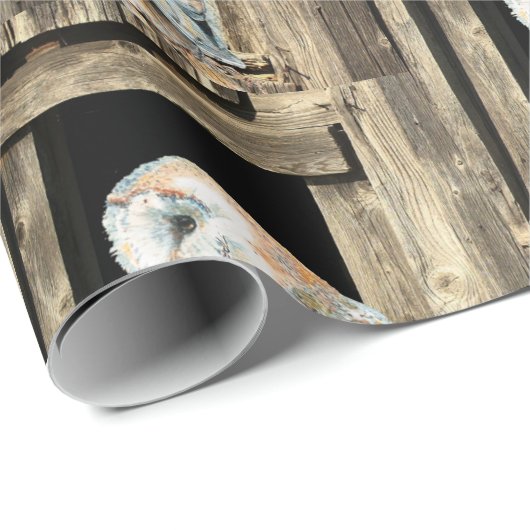 ウインドウバードアートの水彩納屋フクロウ自然 ラッピングペーパー (ロールコーナー)