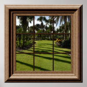 ウインドウフェイクムのヤシの木の草の熱帯のリラックス景色 ポスター (正面)