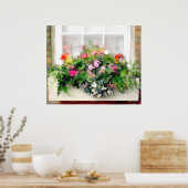 ウインドウボックスカラフル、カスケーディングミックスフラワー ポスター (キッチン)