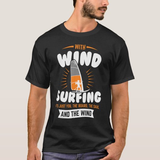 ウインドサーフィン板および帆風サーフィンマストベース Tシャツ (正面)
