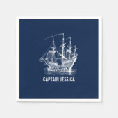 ウインドセーリングヴィンテージ航海のボート スタンダードカクテルナプキン (正面)