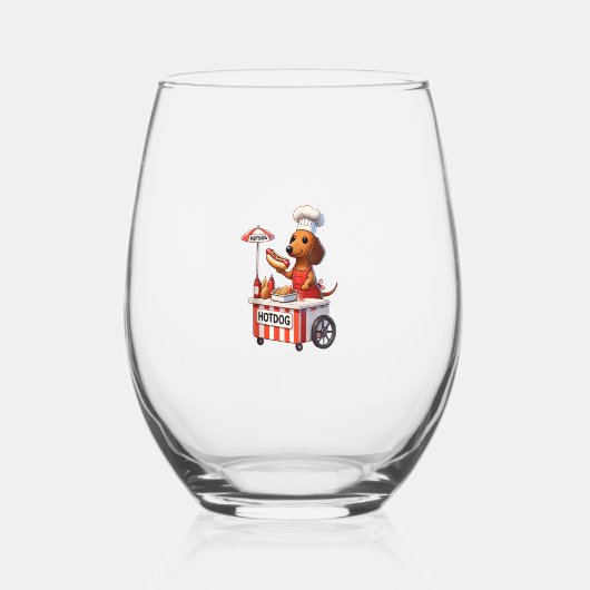 ウインナソーセージおもしろいダッシュント犬ソーセージホットドッグサンドイッチ ステムなしワイングラス (正面)