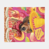 ウインナソーセージピーチ農家フリース フリースブランケット (正面(横))