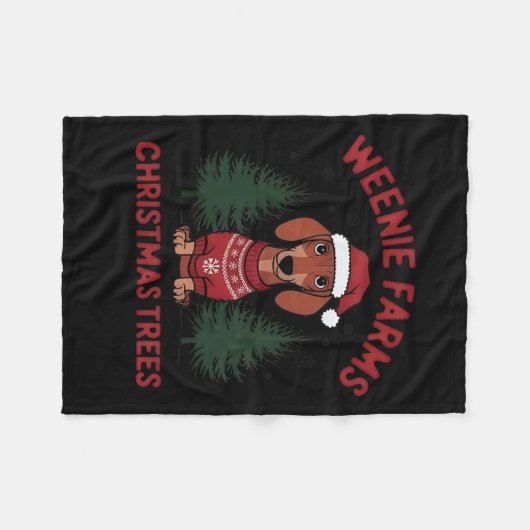 ウインナソーセージファームズダックスシャンドクリスマスツリーズウィーナードッグ フリースブランケット (正面(横))