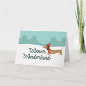 ウインナーの不思議の国のダックスフントのクリスマスの挨拶車 シーズンカード (正面)