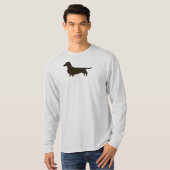 ウインナー犬のシルエット|の滑らかな髪のダックスフント Tシャツ (正面フル)