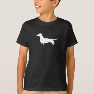 ウインナー犬のシルエット の短い髪のダックスフント Tシャツ