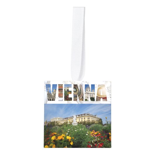 ウイーンオーストリアシティ旅行写真クリスマス キューブオーナメント (正面)