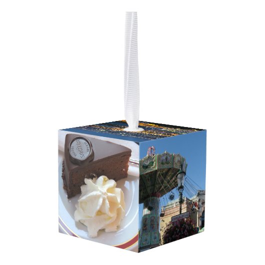 ウイーンオーストリアシティ旅行写真クリスマス キューブオーナメント (裏面アングル)
