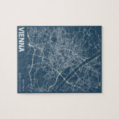 ウイーンミニマリストシティマップラインアートinブルー ジグソーパズル (横)