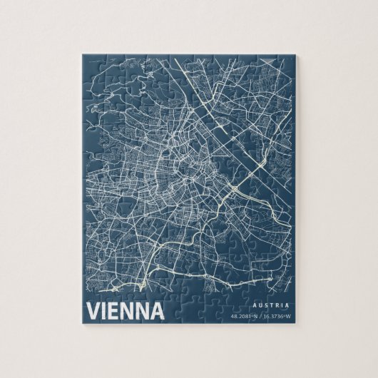 ウイーンミニマリストシティマップラインアートinブルー ジグソーパズル (縦)