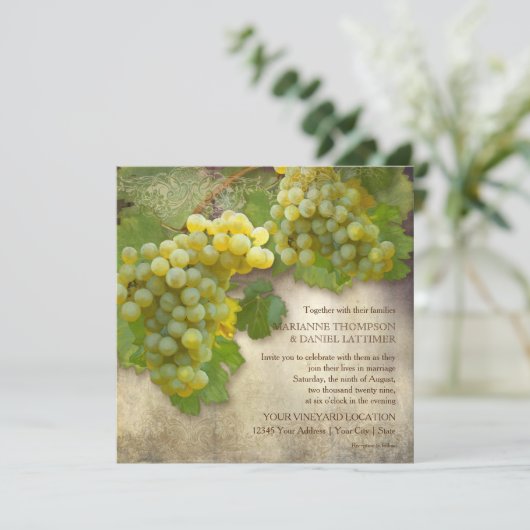 ウイ素朴ン結婚カントリーヴィンヤードヴィンテージスタイル 招待状 (スタンド正面)