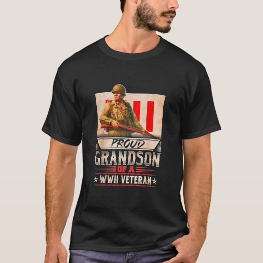ウイ誇りを持ったイ退役軍人の孫 Tシャツ (正面)