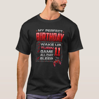 ウェイクアップターン11ゲーム終日ゲーマー11誕生日P Tシャツ