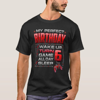 ウェイクアップターン6ゲーム終日ゲーマー6th誕生日パー tシャツ