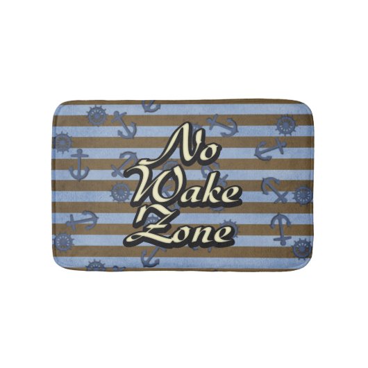 ウェイクゾーン無し nautical な船のアンカーとホイール バスマット (正面)