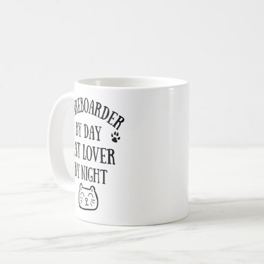ウェイクボーダーを日単位で表示します。猫好き夜間 コーヒーマグカップ (正面左)