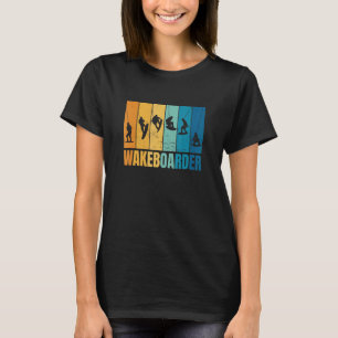 ウェイクボーダーヴィンテージウェーブレトロウェイクボードサーフベア Tシャツ
