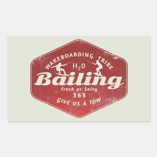 ウェイクボーディングウェイクボーダー 長方形シール (正面)