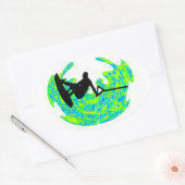 ウェイクボードのリズム 楕円形シール (封筒)