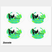 ウェイクボードのリズム 楕円形シール (シート)