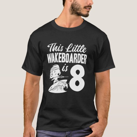 ウェイクボードを楽しむ子供たち - ウェイクボーダー8歳の誕生日 Tシャツ (正面)