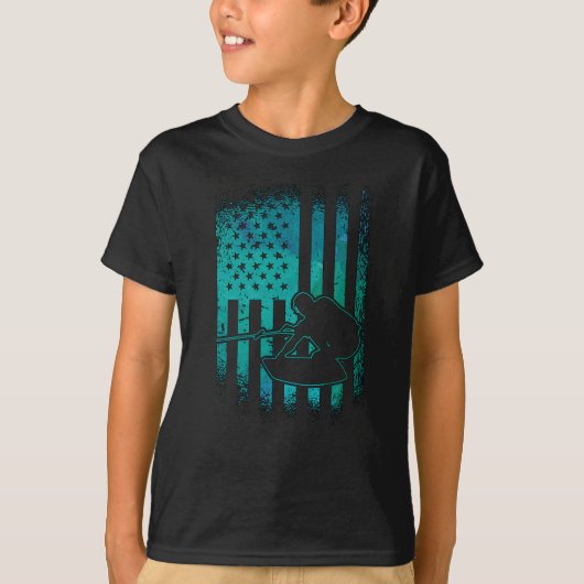 ウェイクボードアメリカン国旗Wakeboarderウェイクボード Tシャツ (正面)