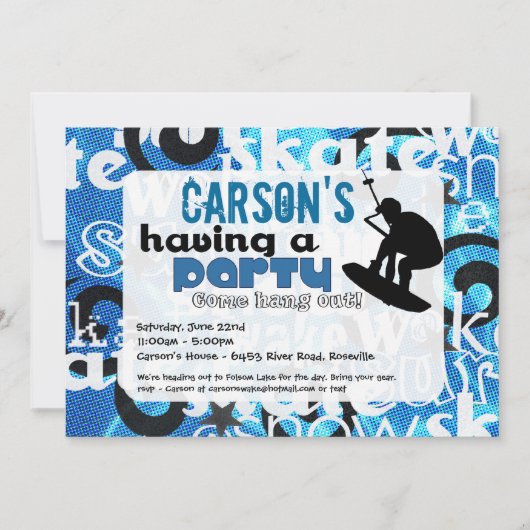 ウェイクボードパーティの招待状 招待状 (正面)