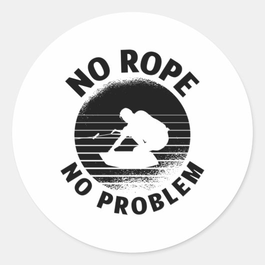 ウェイクボードNo Rope No Problem Wake Wakeboarder ラウンドシール (正面)