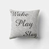 ウェイク遊スレイホワイトブラックとピンクのリバーサブル クッション (裏面)