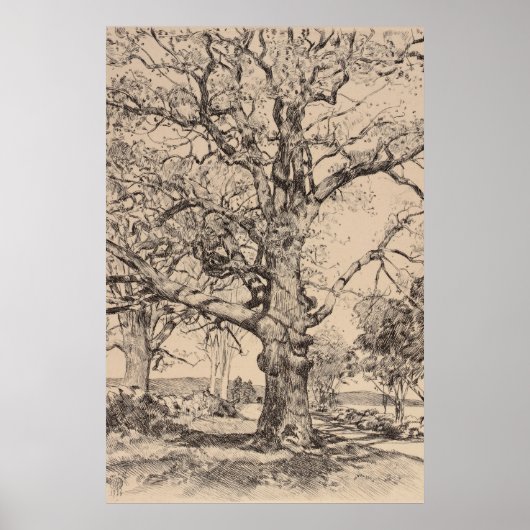 ウェイサイドインオークスイン春ヴィンテージオークツリー ポスター (正面)